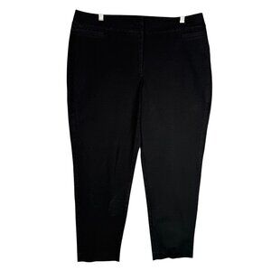 Eileen Fisher 14 Cropped Ankle Pants Black Trousers Flat Front Mid Rise 36 x 26